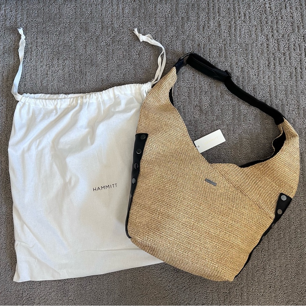 Hammitt Natural Straw Hobo with Black Leather Trim - Picture 2 of 15